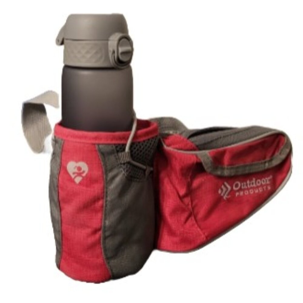 Outdoor Products Fanny Pack w Ion Water Bottle Pink Gym Waist Bag Belt Workout